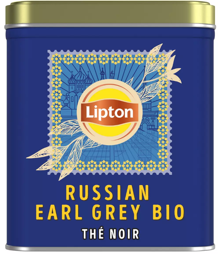 Organic Russian Earl Grey Black Tea in bulk Lipton Metal Box 150g 