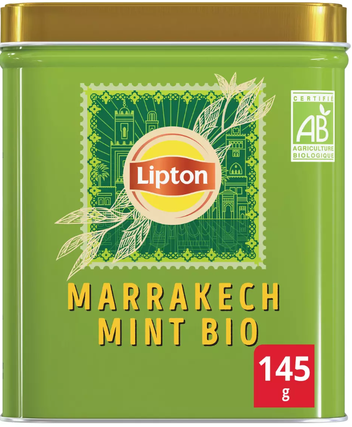 Thé vert Marrakech Mint BIO en vrac Boite Métallique Lipton 145g