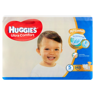 Baby & Child Care :: Hygiene :: Diapers :: HUGGIES ULTRA COMFORT 5 size boy  diapers 56 pieces 12-22 kg