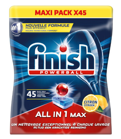 FINISH detergente lavavajillas Powerball Ultimate All in 1 limón tecnología  activelift bolsa 45 pastillas